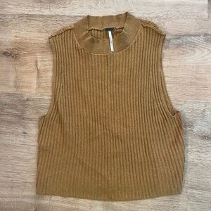 Free People Mockneck Crop Top Mustard S